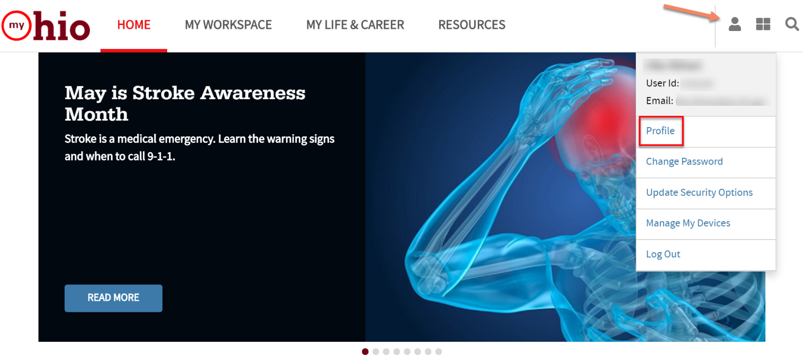 screenshot of profile link